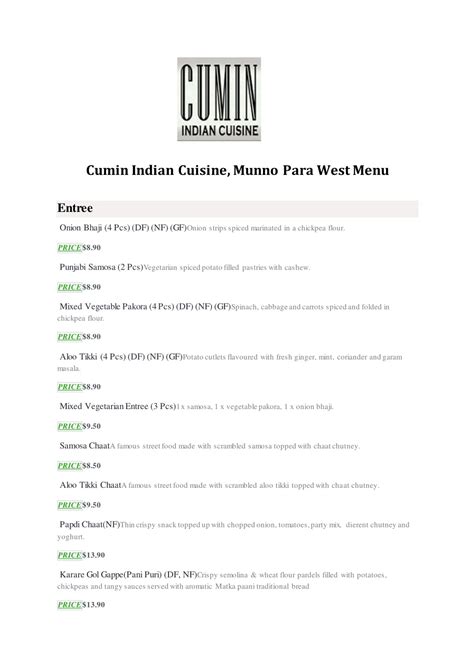Cumin Indian Cuisine Munno Para West at Barry Atchison blog