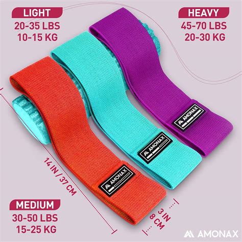 Amonax Fabric Resistance Bands - Glute Bands for Women, Booty Bands for ...