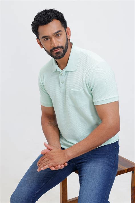 Waffle Polo Mint Green T Shirts | Polo Mens T Shirts | Shirts
