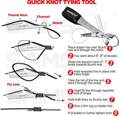 Buy SAMSFX Quick Knot Tying Tool with Carabiner Zinger Retractor Fly ...