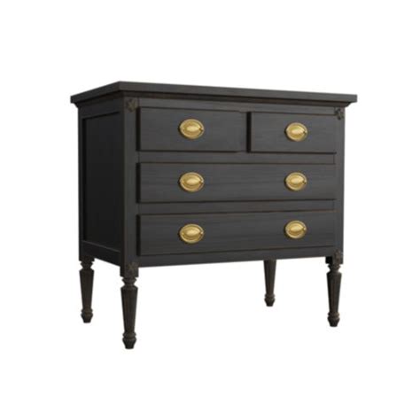 Casa Florentina Louis XVI 4 Drawer Nightstand with Antique Brass Pulls ...