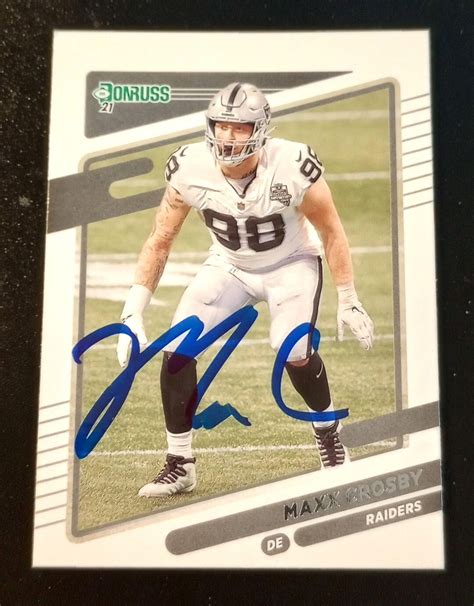 Maxx Crosby Signed Autographed 2021 Panini Donruss NFL Football Card With COA las Vegas Raiders ...