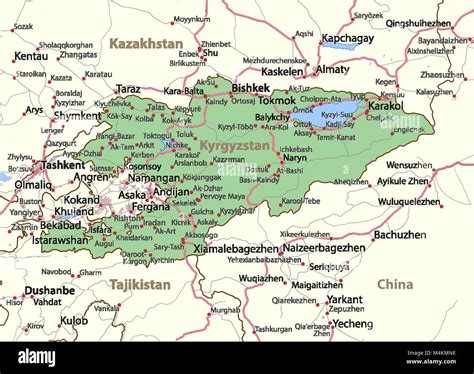 Large Detailed Map Of Kyrgyzstan With Cities And Towns