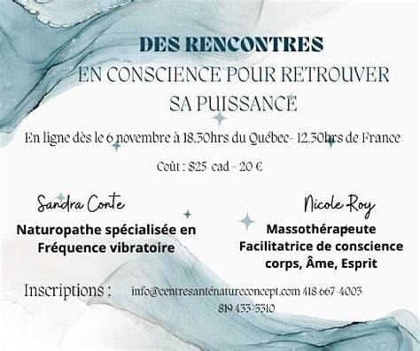 Rencontre en conscience pour retrouver sa puissance (rencontre 2 ...