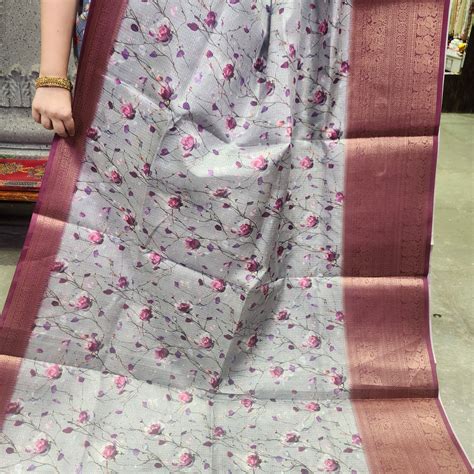 Coco grey digital printed kota saree – DEEPTHI GANESH ENTERPRISES