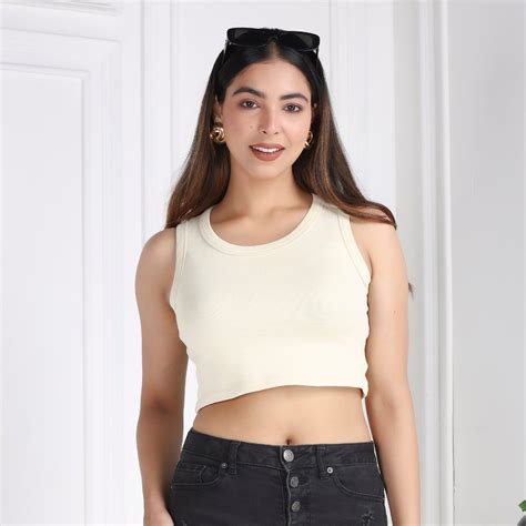 Sage green rib crop vest for women