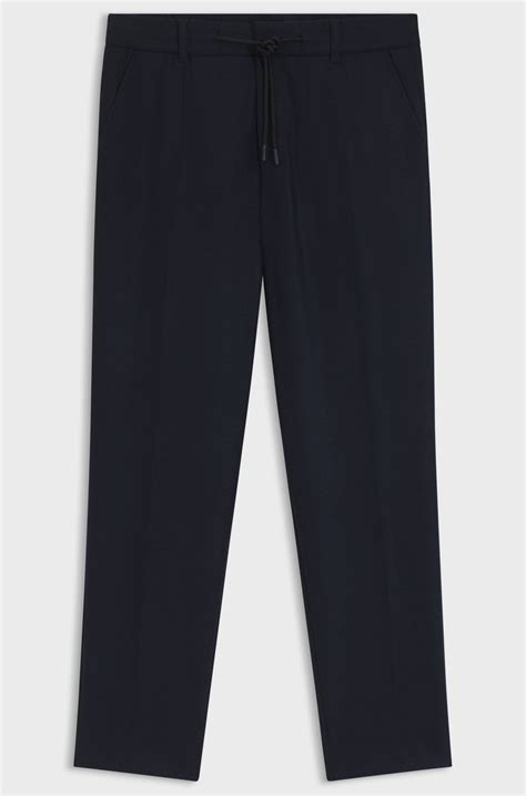 BOSS - Tapered-fit trousers in brushed stretch flannel - Dark Blue