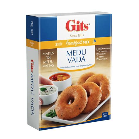 Gits Medu Vada Breakfast Mix, Makes 18 per Pack, Pure Veg, South Indian ...