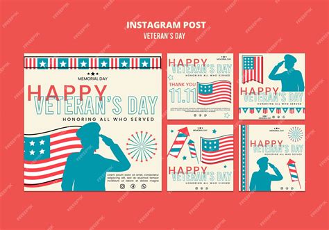 Free PSD | Veterans day celebration instagram posts