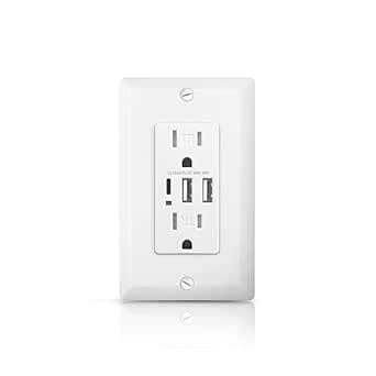 ALASTECH USB Socket with 3 USB Ports, 30W 6A USB C Wall Sockets, 15A ...
