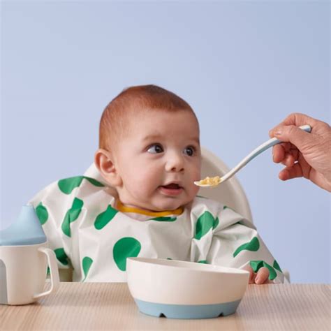 BÖRJA feeding spoon and baby spoon, white/blue - IKEA