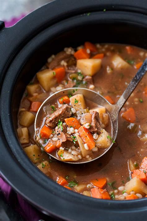 Healthy Slow Cooker Beef Barley Soup at Meghan Herbert blog