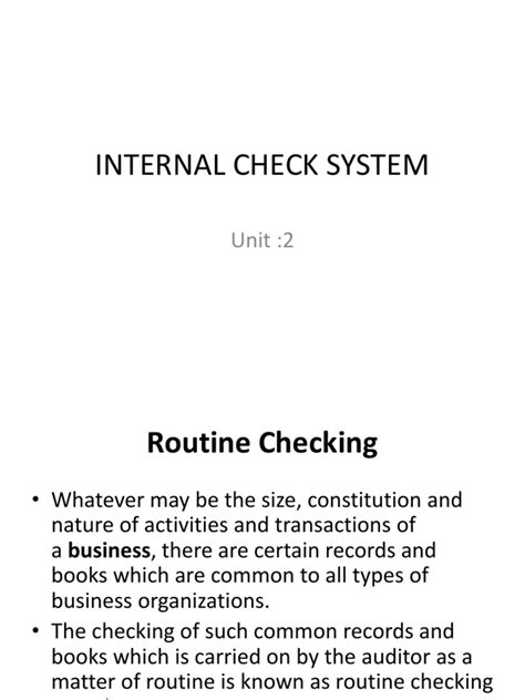 Image result for Auditing Routine Checking Internal Check and Test Checking