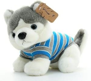 Lazada Stuffed Realistic Husky Dog Dolls Wear T-shirt Baby Plush Toys ...