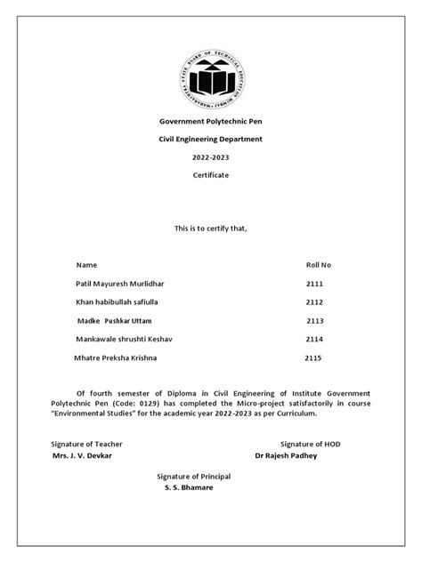 Image result for Msbte Project Format