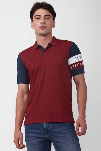 Buy Men Maroon Print Polo Neck Collar T-shirt Online - 894046 | Peter ...