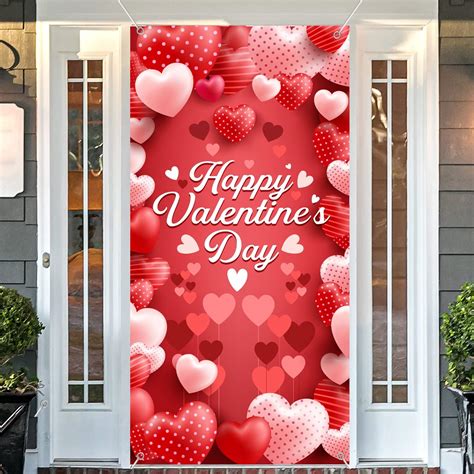 Buy Happy Valentines Day Banner Door Cover, 6x2.9 FT Valentine Door ...