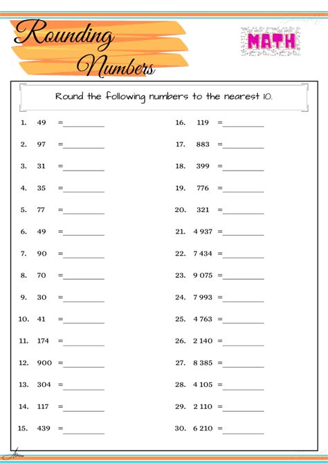 Image result for Grade 4 Math Worksheet Rounding Nearest Underlined Number