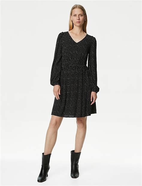 Buy Printed V-Neck Mini Tiered Dress at Marks & Spencer