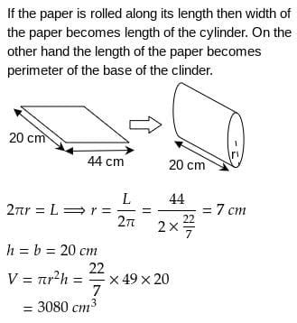 A rectangular paper is 44 cm long and 20 cm wide. A cylinder is formed ...