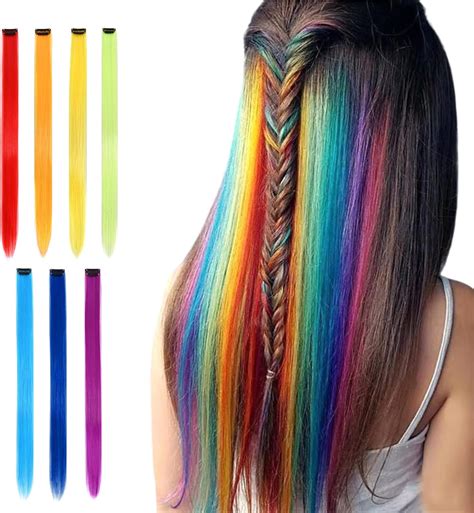 Amazon.com : Tyqour 16 Pcs Colorful Hair Extensions for Braiding, Curly ...
