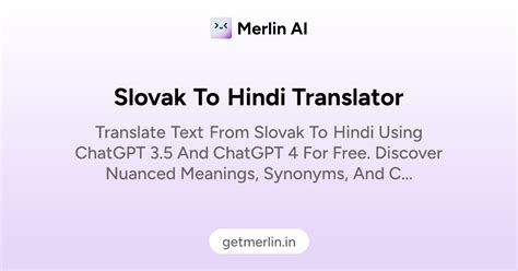 Slovak to Hindi Translator