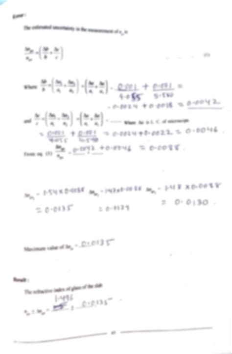 Glass Refractive Index Of Experiment