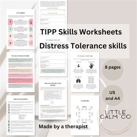 Tipp Skills Worksheets, Coping in a Crisis Strategies, Distress ...