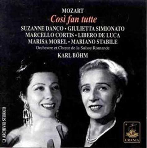 Mozart;Cosi Fan Tutte: Danco, Simionato, De Luca, Bohm: Amazon.in: Music}