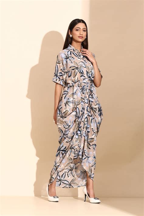 Floral Drape Cowl Dress