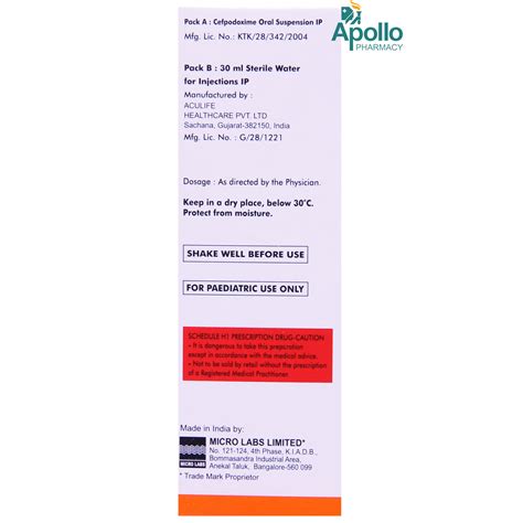 Microcef 100 Oral Suspension 30 ml Price, Uses, Side Effects ...