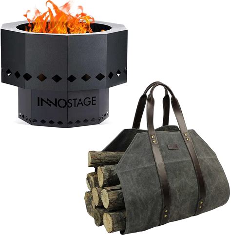 Buy Log Carrier|Waxed Canvas Log Holder and Patented Smokeless Fire ...
