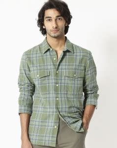 RARE RABBIT Men Checkered Casual Green, Light Blue, White Shirt - Buy ...