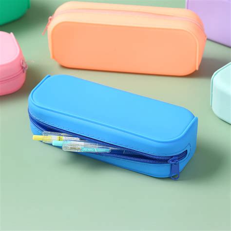 Walbest Waterproof Soft Silicone Pencil Case, Zipper Large Capacity Pen ...