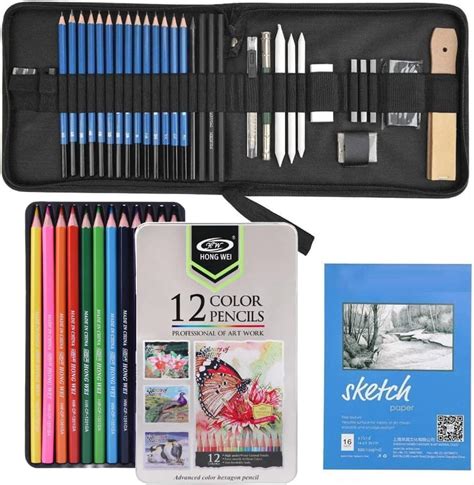 Wynhard Drawing Pencils Shading Pencils Set 47 Pcs Drawing Kit Colour ...
