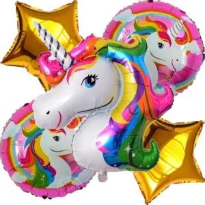 Flipkart.com | Attache Solid 5 Pcs Unicorn Space Theme Foil Balloon for ...