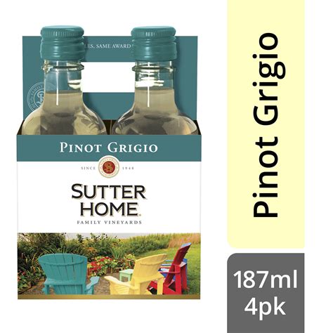 Sutter Home Pinot Grigio White Wine, 187mL Wine Bottles (4 Pack ...