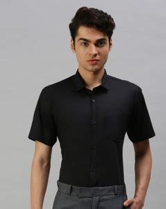 Cross Court Men Solid Formal Black Shirt - Buy Cross Court Men Solid ...