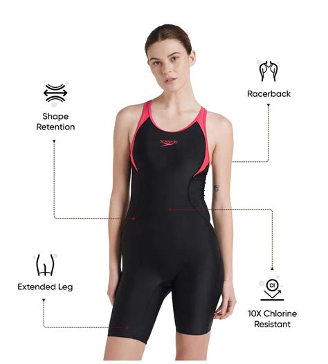 Buy Speedo Female Essential Panel Racer Back Legsuit Black-Raspberry ...
