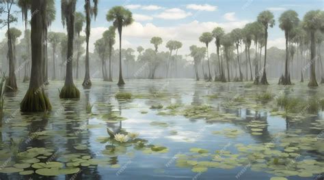 Premium Photo | Marsh Jungle Background Swamp Wallpaper Wetland Ecosystems Forest Lake ...