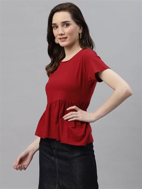 Maroon Peplum Top – rigoindia