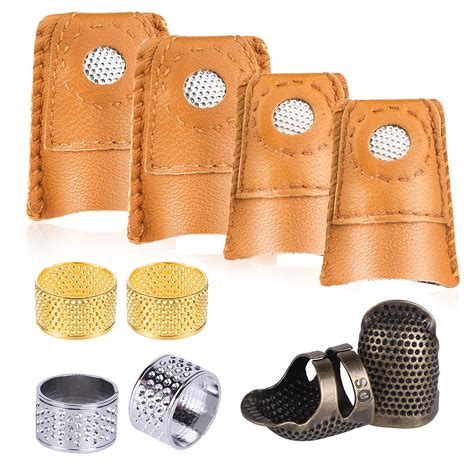 10 Pcs Thimble and Finger Protector, 3 Colors Metal Thimble, Copper ...