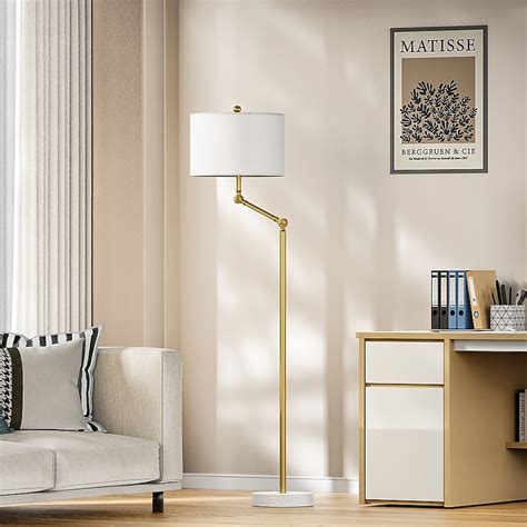 Maxax Attractive 64.25-in Electroplated Bronze Swing-arm Floor Lamp ...