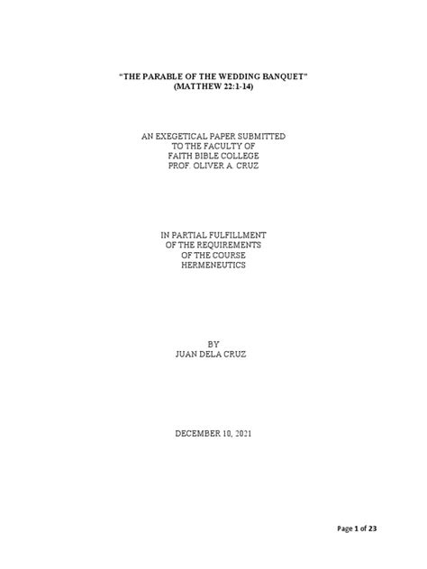 Image result for Exegesis Paper Example