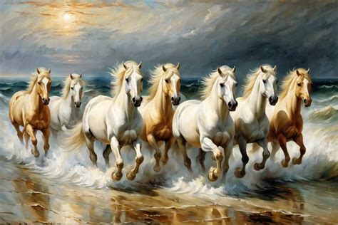 Seven White Horses Vastu Painting for Gains & Profit | Wealth & Success ...