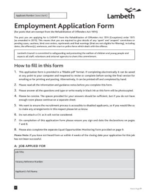 Employment Application Form - Blank Fillable Template | Fill Out, Print ...
