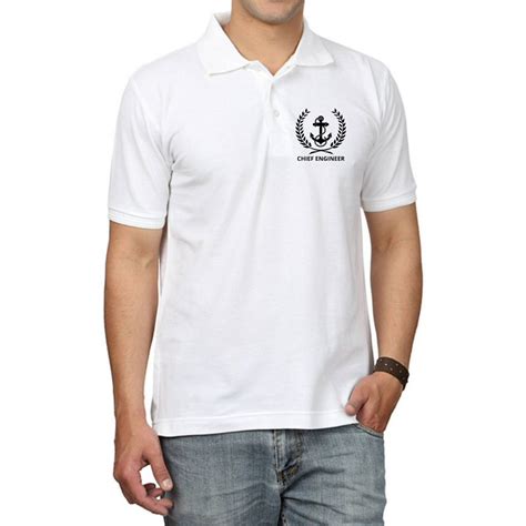 Merchant Navy Cotton Polo Neck T-shirt for Chief Engineer Anchor with ...