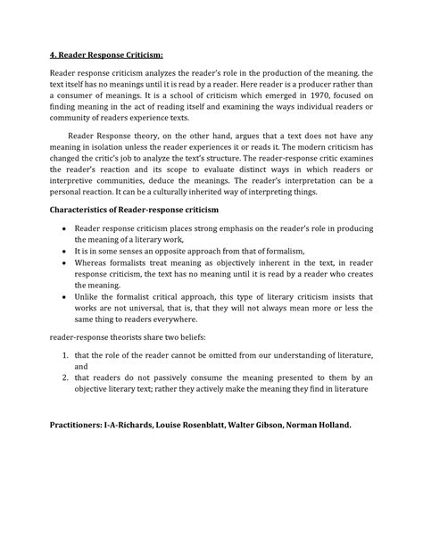 4 - Readers Response Theory - 4. Reader Response Criticism: Reader ...