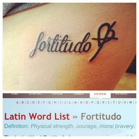 Fortitudo- (Latin) - physical strength and moral bravery- cross to show ...