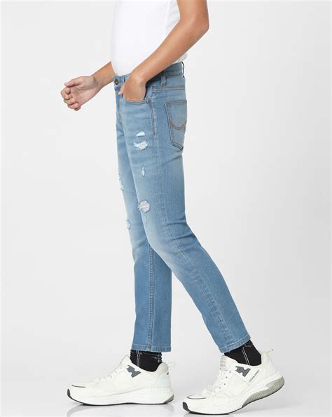 Buy Light Blue Mid Rise Distressed Regular Jeans for Boys Online at ...